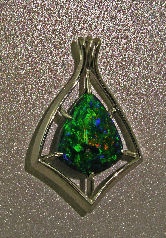 Black Opal and Platinum Pendant