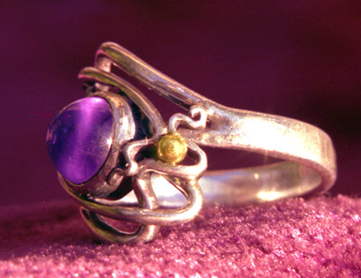 Amethyst, Silver, and Gold Ring
