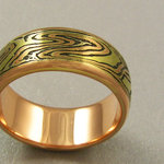 Classic Mokume Band in Red Gold
