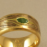 Mokume Band with Green Sapphire