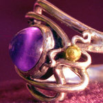 Amethyst, Silver, and Gold Ring